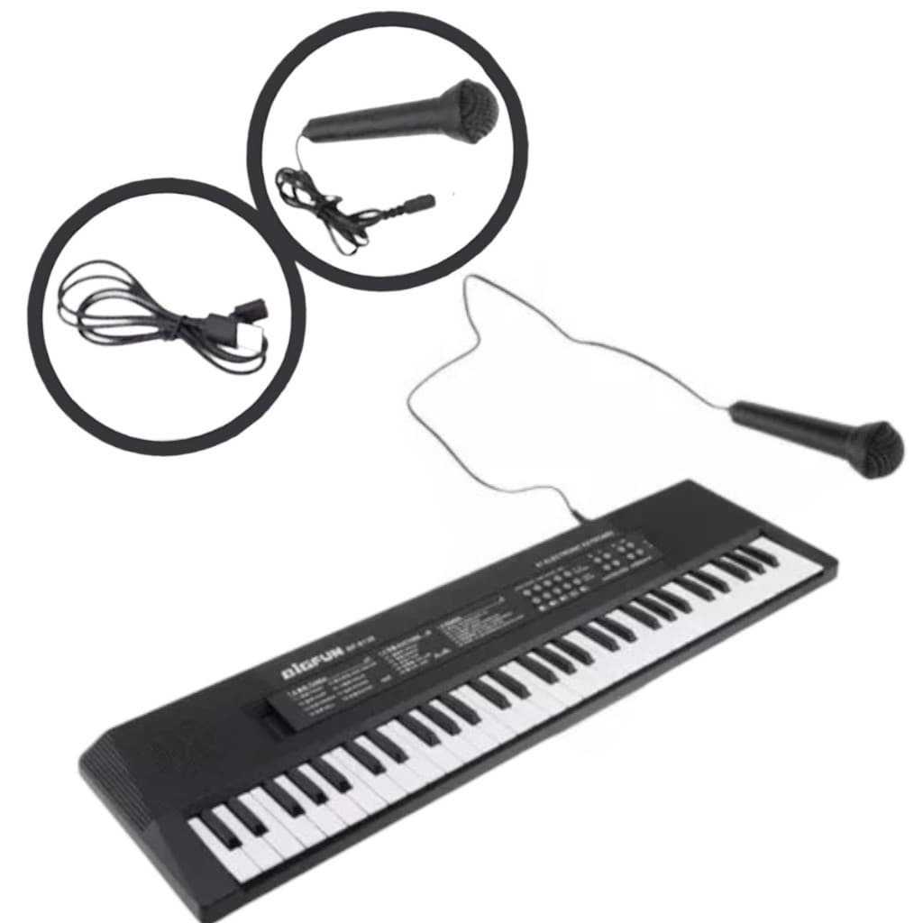 Teclado Eletrônico Órgão Iniciantes/Profissionais 61 Teclas BF-6138 Alta Qualidade com Microfone