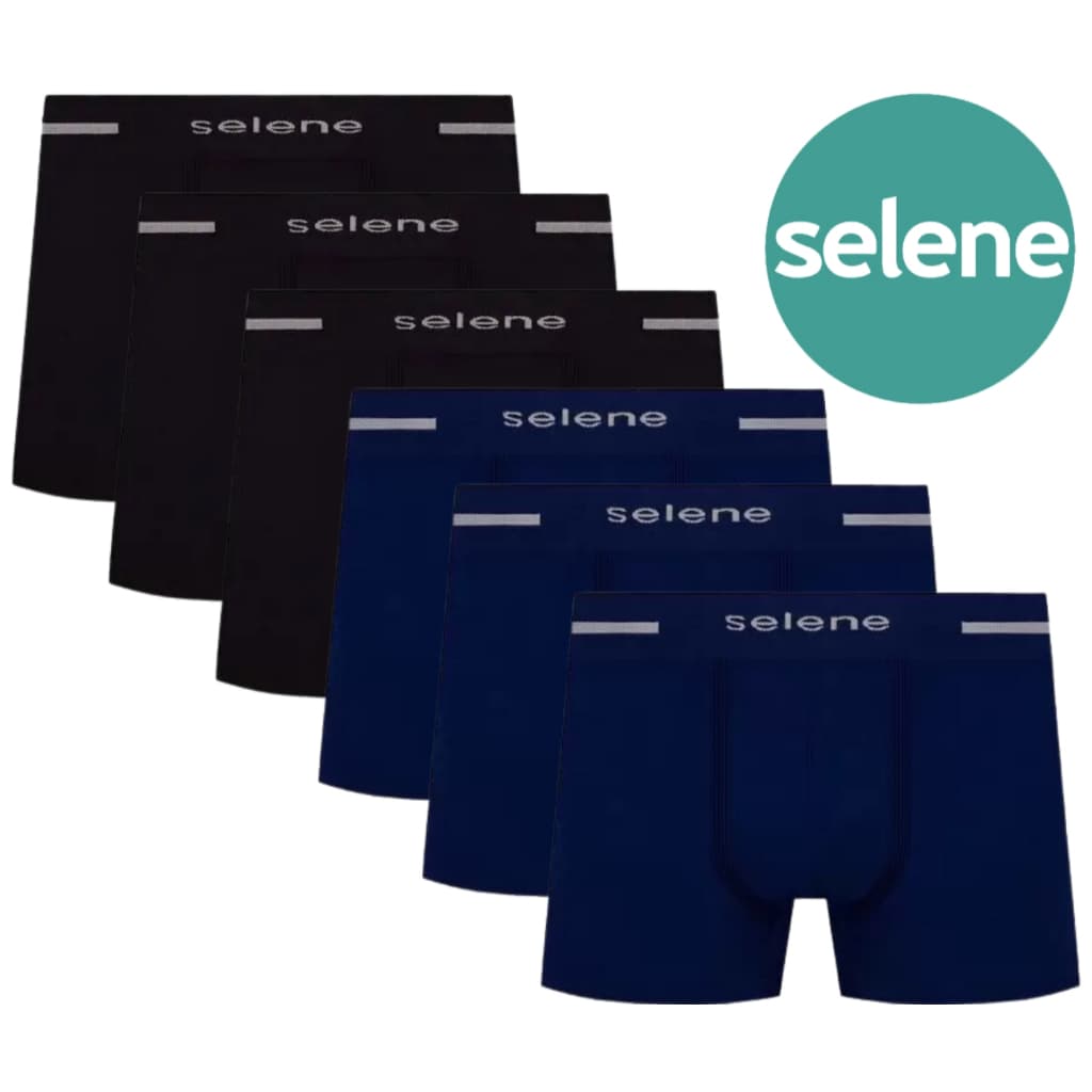 Kit 6X Cueca Boxer Box Sem Costura Masculina Selene