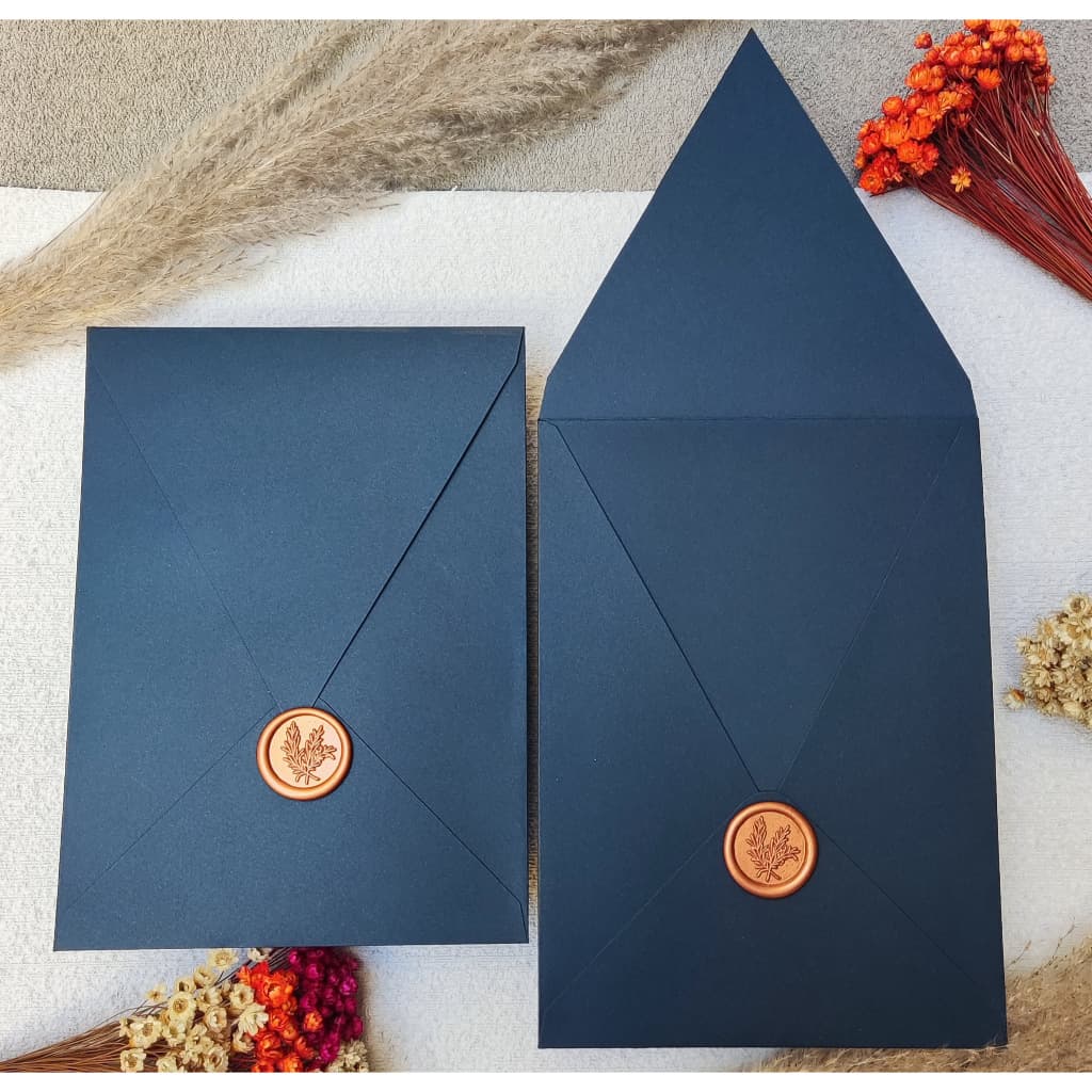 Envelopes para Convite com lacre de cera Rose (Cobre) - Modelo Alecrim -  Tamanho 16x22cm - Bico Vertical