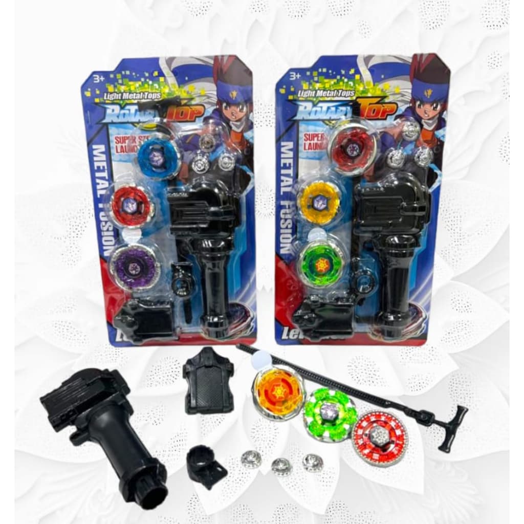 Kit 3 Beyblade Metal Led + Lançador  Promoção Tornado Brinquedo Lança Blay Blade Luz