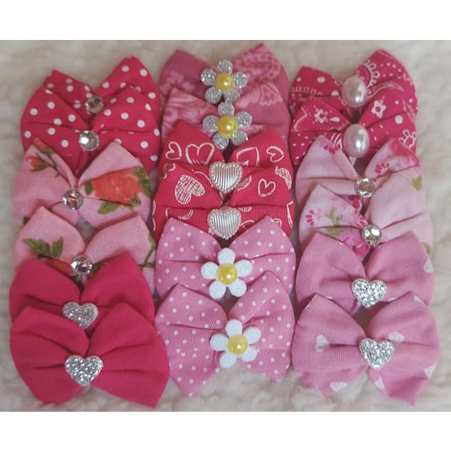 Kit laço pet em tecido adesivo/elástico Banho e Tosa/Pet Shop R