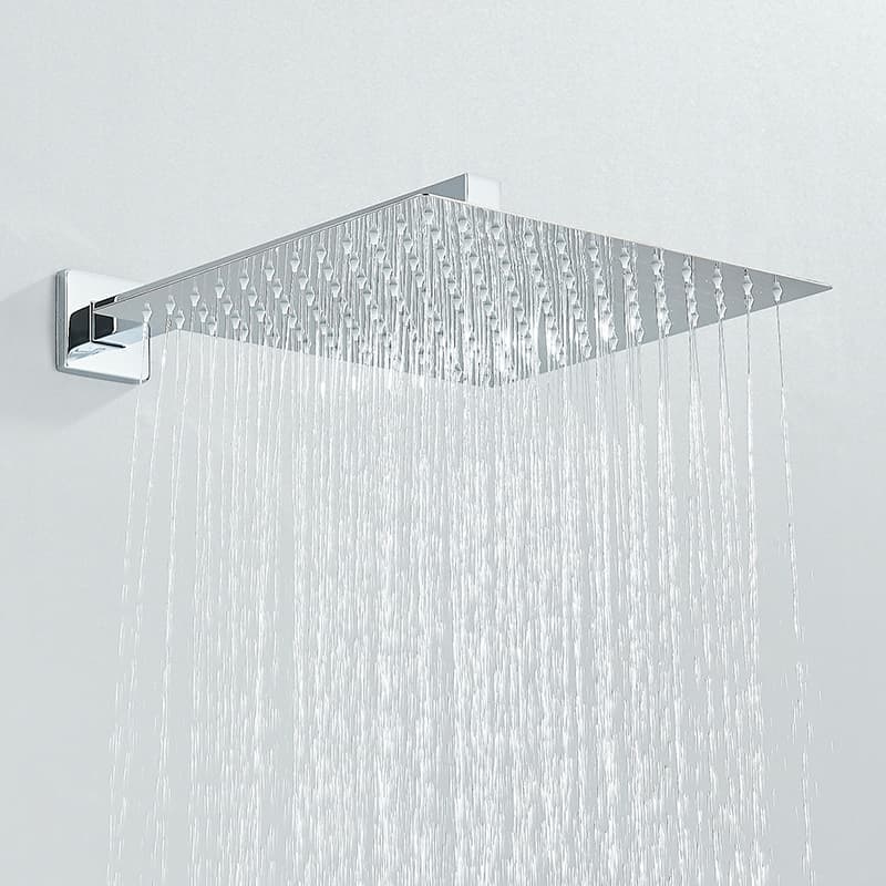 Ducha Chuveiro Do Banheiro Cromada/Preto Inox 304 Quadrado 20/25/30 cm Com Braco 20/30cm