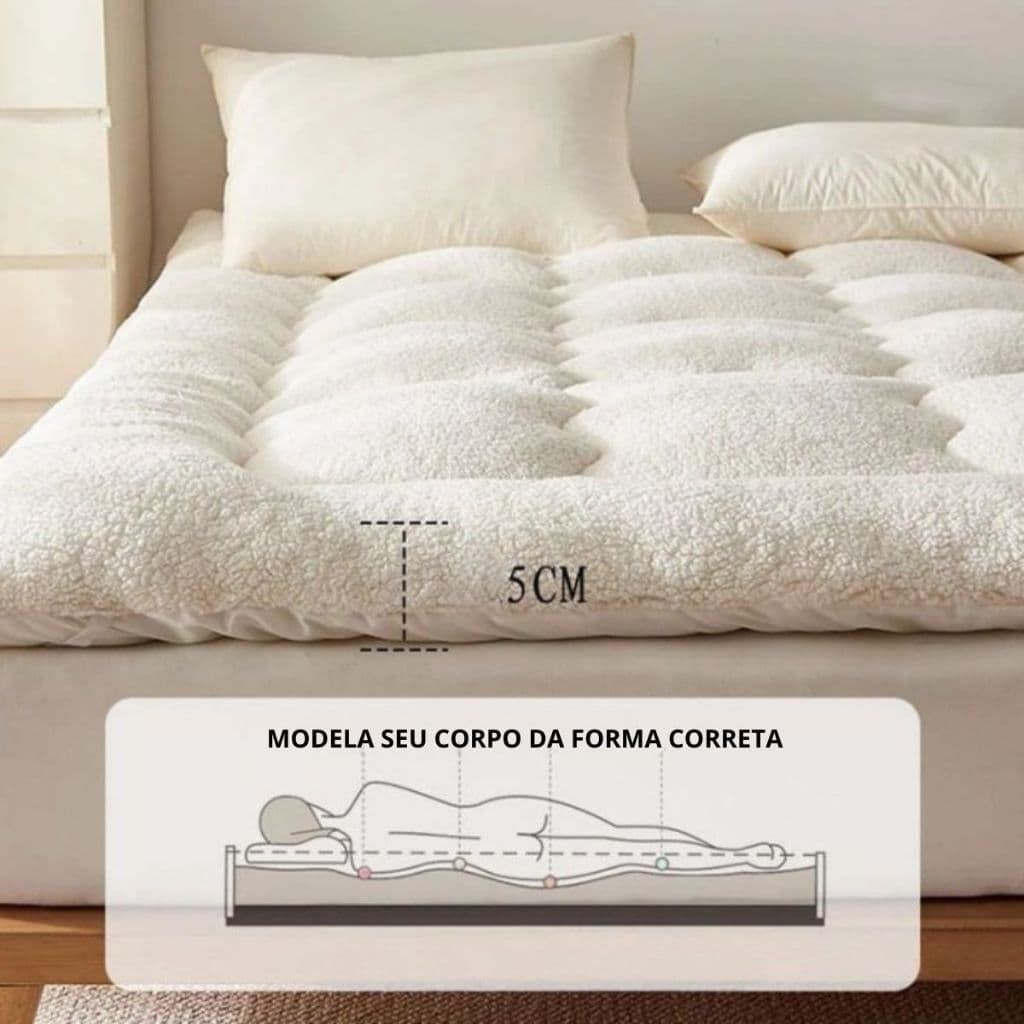 Protetor de Colchão Pillow Top Macio 400 Fios Soft Pele de Carneiro