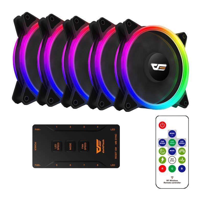 Kit Ventoinhas Aigo DarkFlash DR12 Pro 5in1 RGB 5x120mm