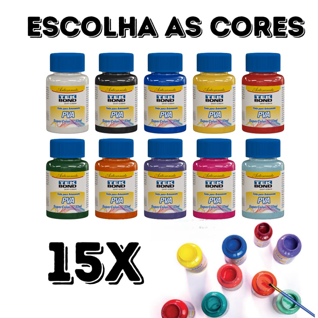 15x Tintas Pva Fosca P/ Artesanato 37ml (escolha as cores)