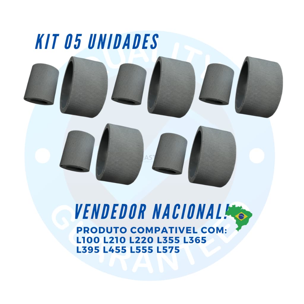 Kit 05 Rolete Borracha de Retardo Pickup Roller Tracionador L355 L210 L375 L220 L110 L365 L395 L455
