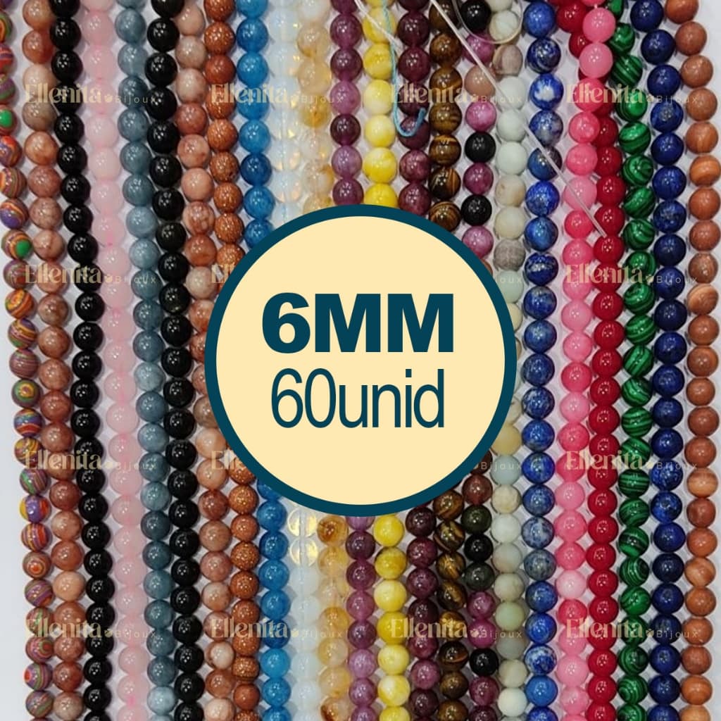 Fio de Pedra Natural 6MM aprox 60 unidades