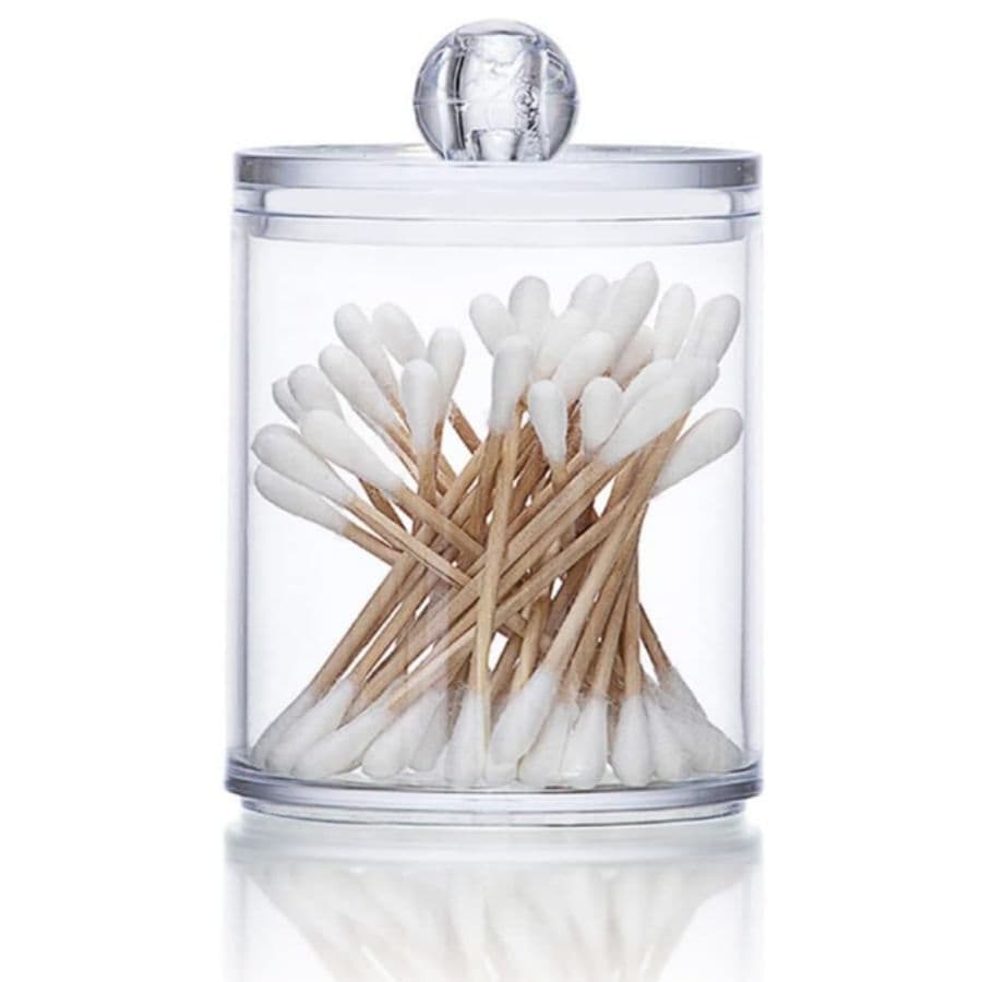 Cotonete em Acrílico Cristal Com Tampa