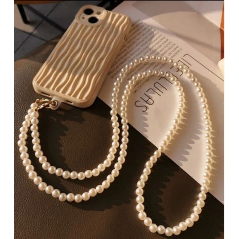 Cordão Pérola Suporte para Bolsa & Celular Anti-perda 65cm➡ & 15cm➡