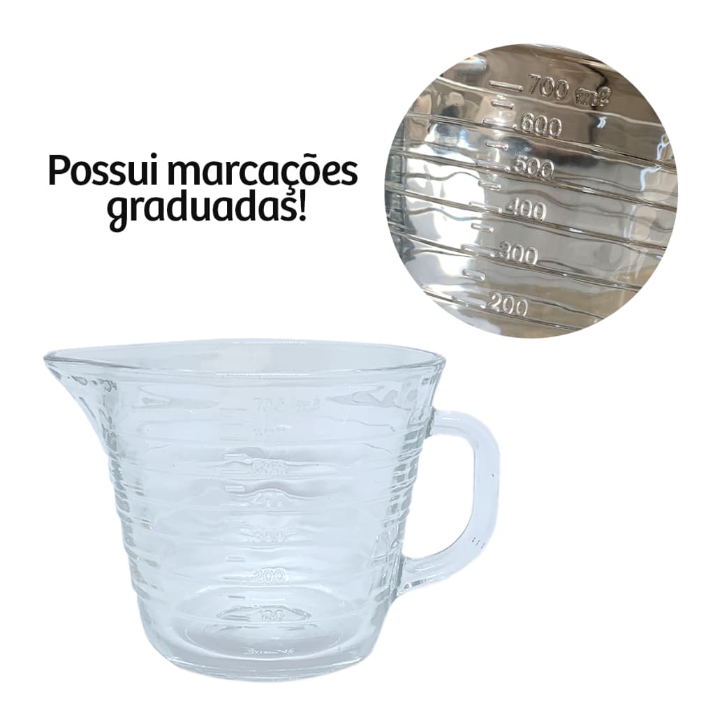 Jarra Medidora Em Vidro Com Alça 700ml