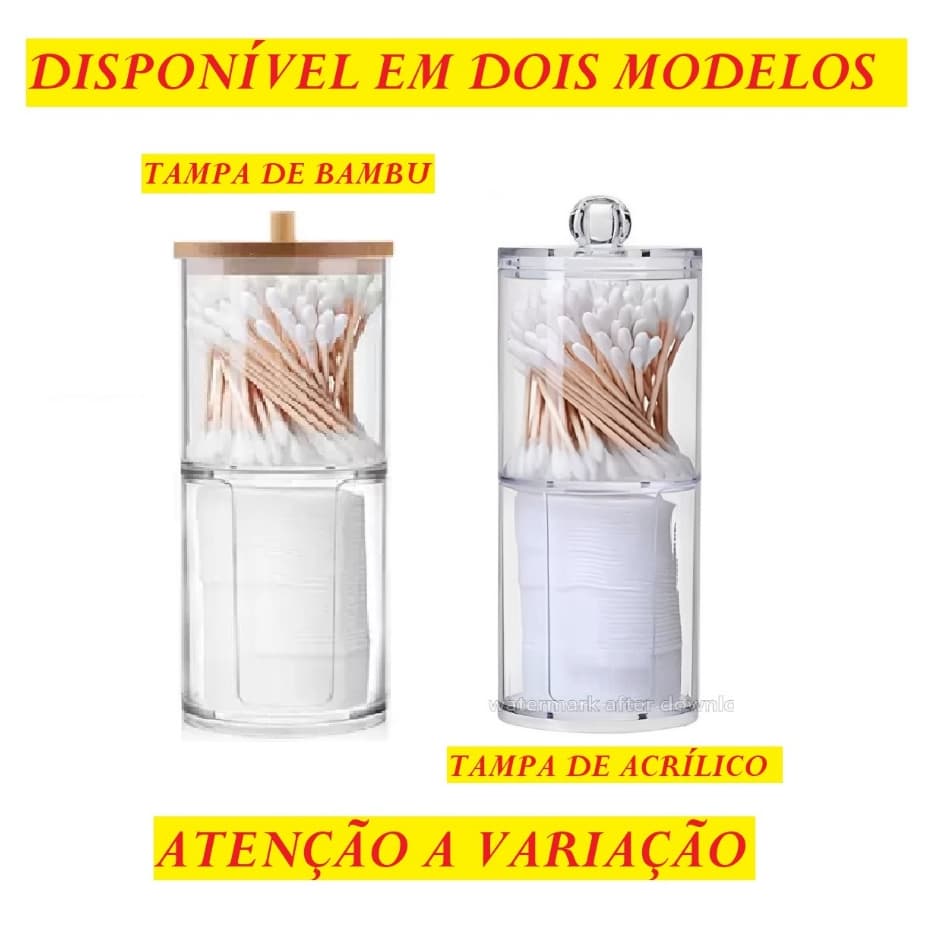 Organizador 19x6,8Cm  De Cotonete Disco De Algodão Ou Maquiagem Porta Cotonete Camada Dupla Top Útil Utilmix