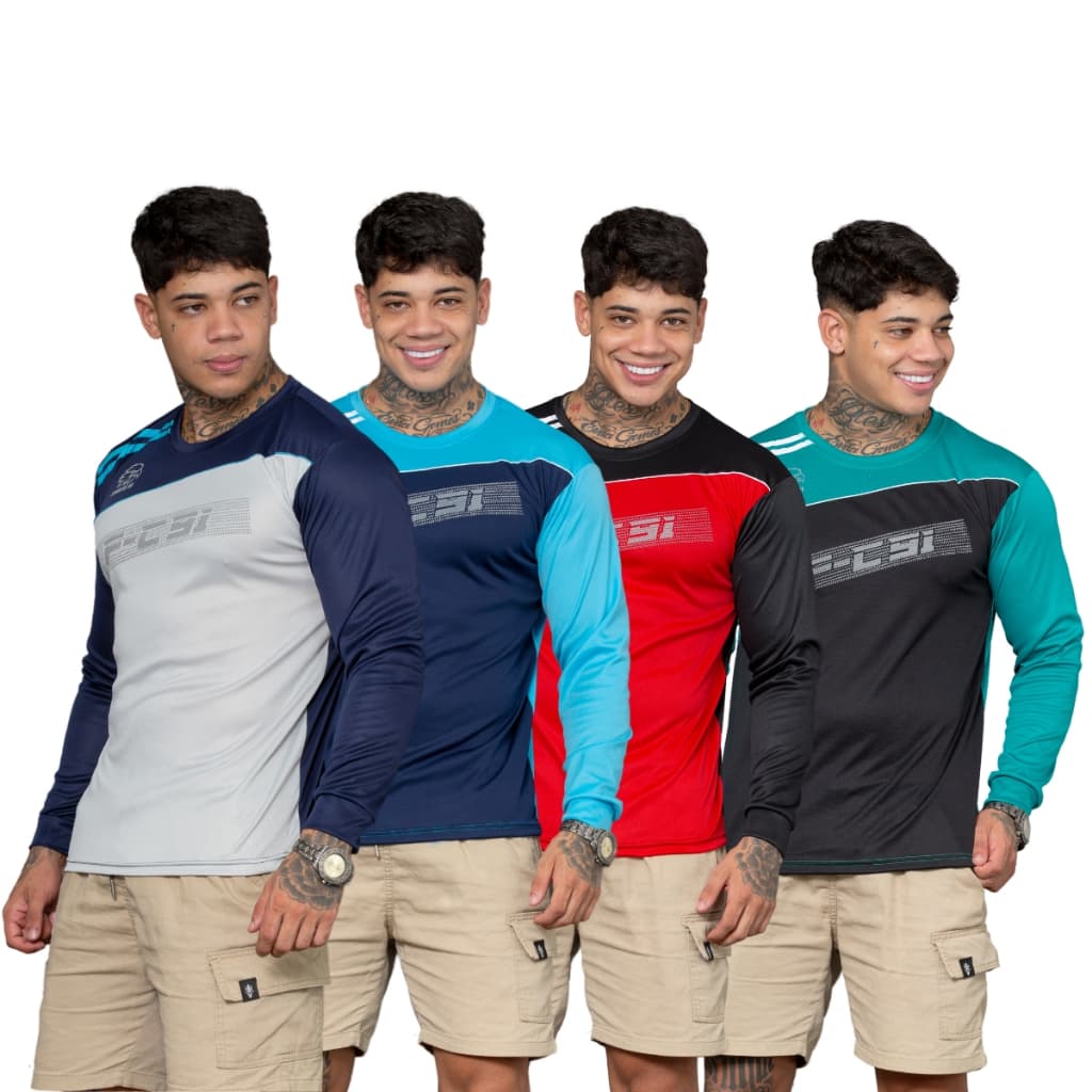 4 Camiseta Masculina Manga Longa Esportiva Dry Fit Academia Caminhada Corrida Cross Fit Promoção