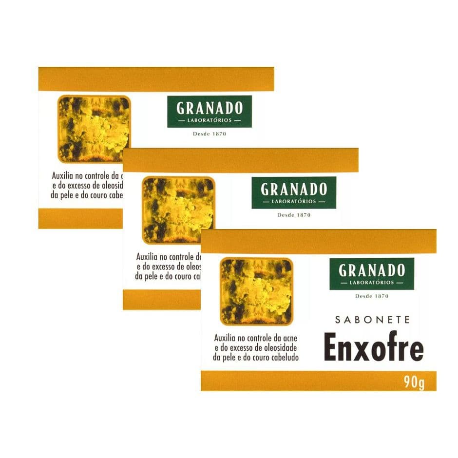 Kit com 3 Sabonetes Granado Enxofre Cuidados com a Pele contra Oelosidade/acne 90g