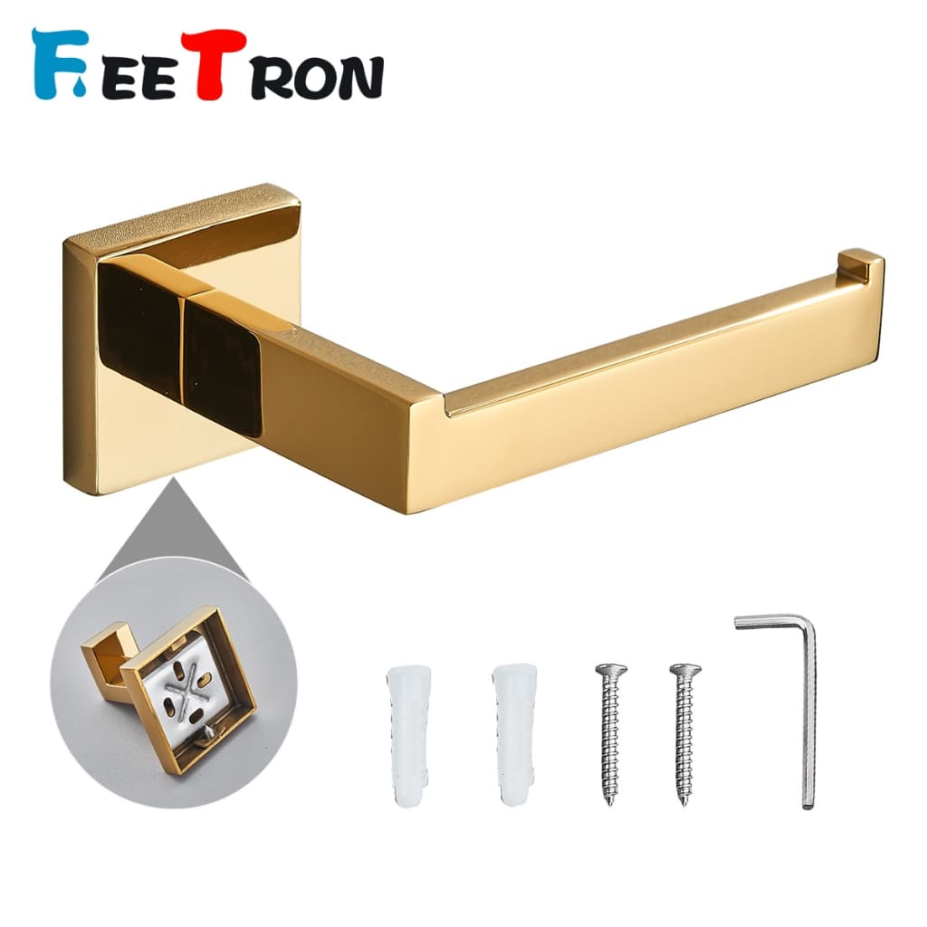 Suporte De Papel Higiênico Para Banheiro Em Ouro Brilhante