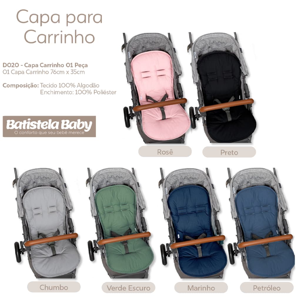 Colchonete Carrinho Capa Carrinho Universal Lavável Batistela Baby