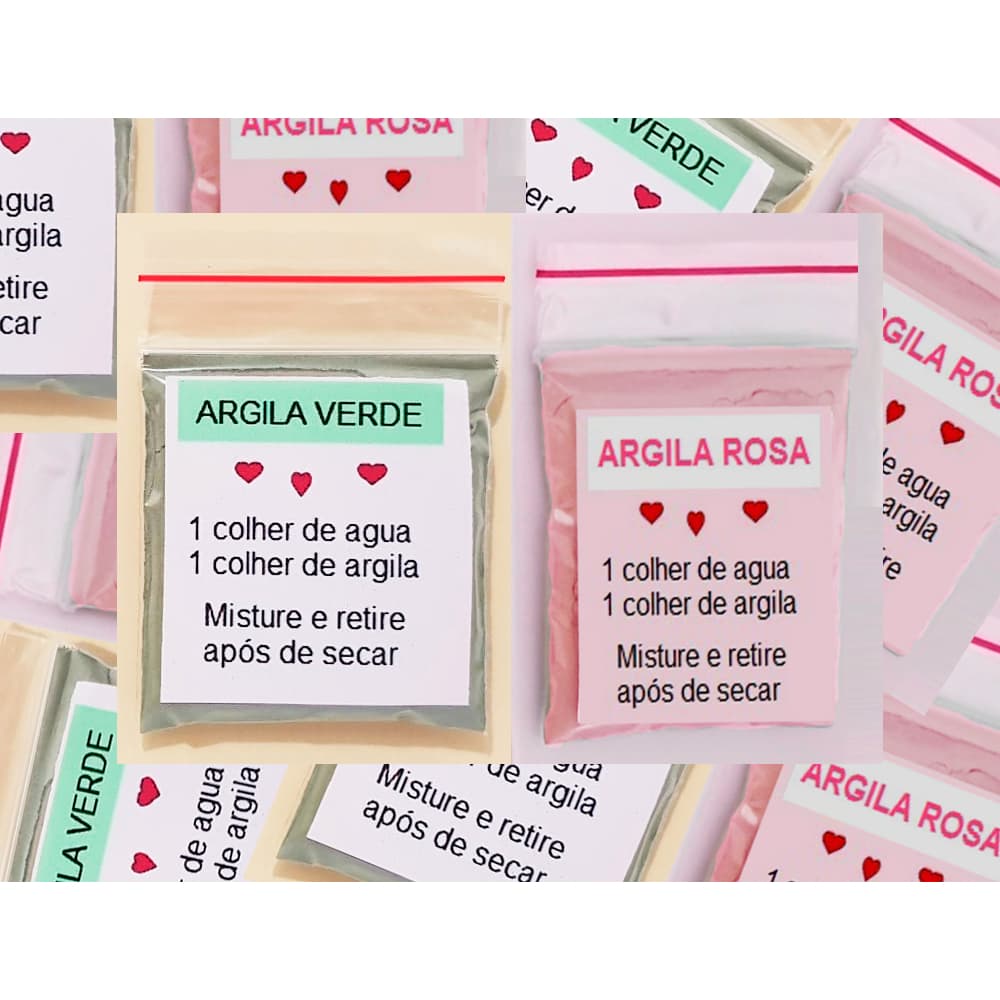 Kit 15/20/30/50/100 Sachês de Argila Verde Rosa Mimos Clientes no saquinho Lembrancinha kit skin care Promoção