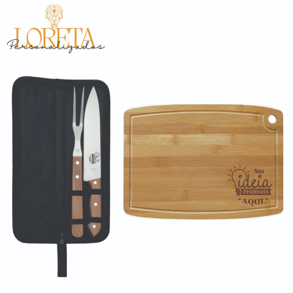 Kit Churrasco Personalizado 3 peças - Nome / Time / Logo  - Presente Convite Padrinhos