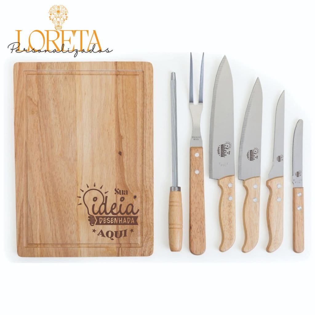 Kit Churrasco Personalizado Nome Time  Logo - 08 Peças + Maleta  Presente Especial Convite Padrinhos