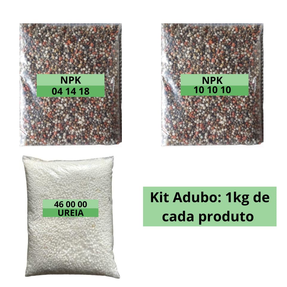 Kit Cultivo, Adubo fertilizante completo - Npk 101010 + 041408 + Ureia (NPK 460000)
