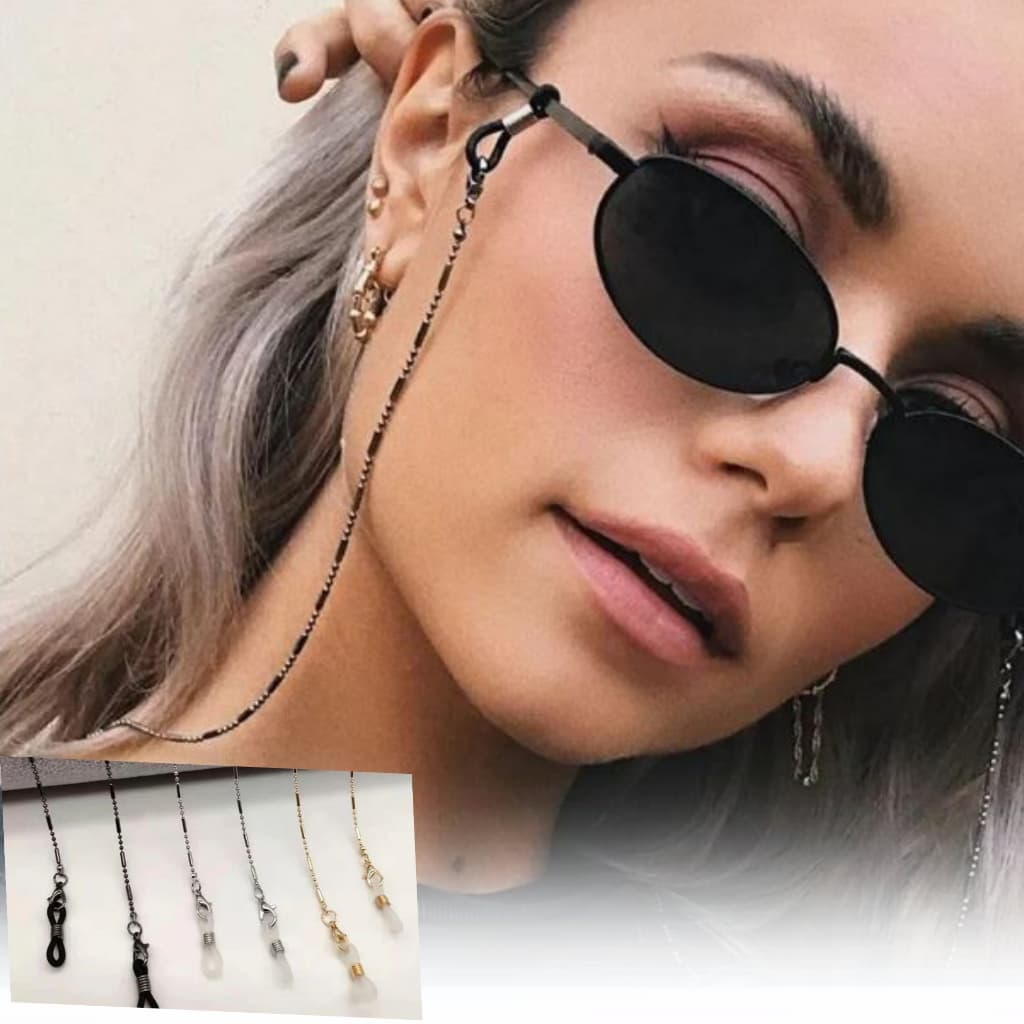 Cordão Corrente Segura Salva Óculos Ródio Negro