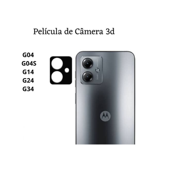 Película Para Câmera Motorola Moto G04/G04S/G14/G24/G34 Protetora De Lente Vidro Temperado 3D