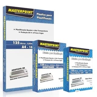 Kit Plastificação 300 unidades A4 100un + RG 100un + CPF 100un 125 Micras 0,05mm Masterprint