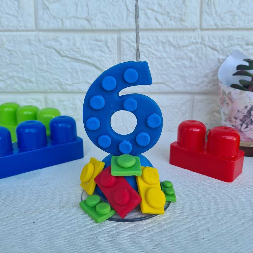 Vela Em Biscuit Tema Lego Blocos De Montar