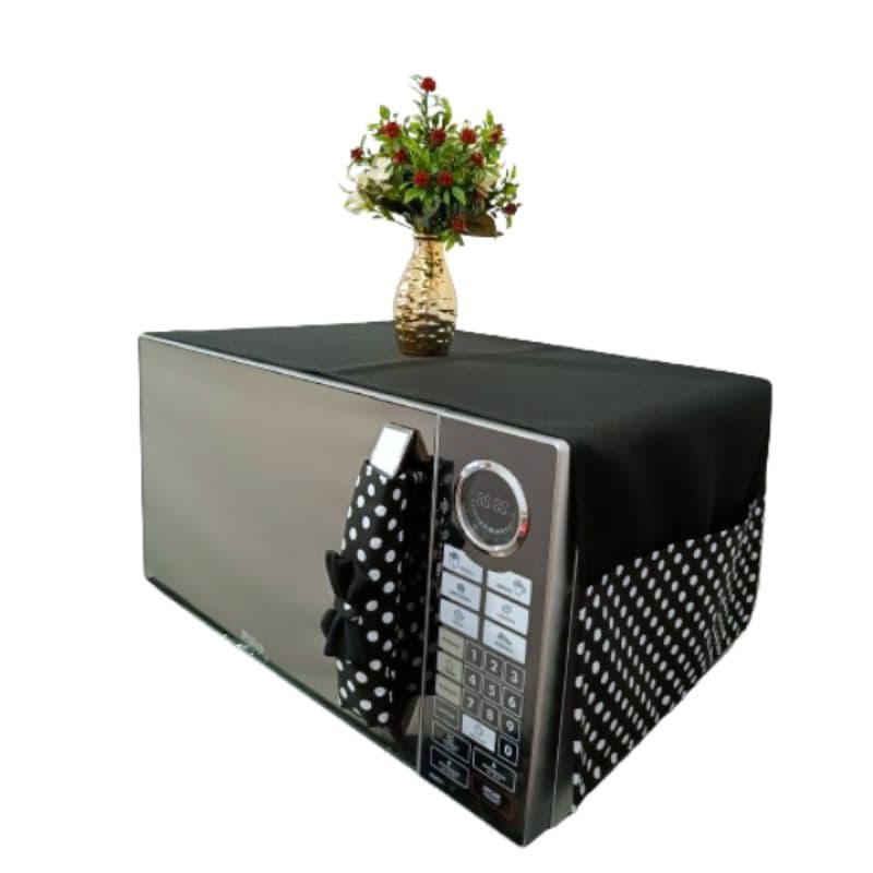 Pano para microondas com bolsos e protetor para puxador