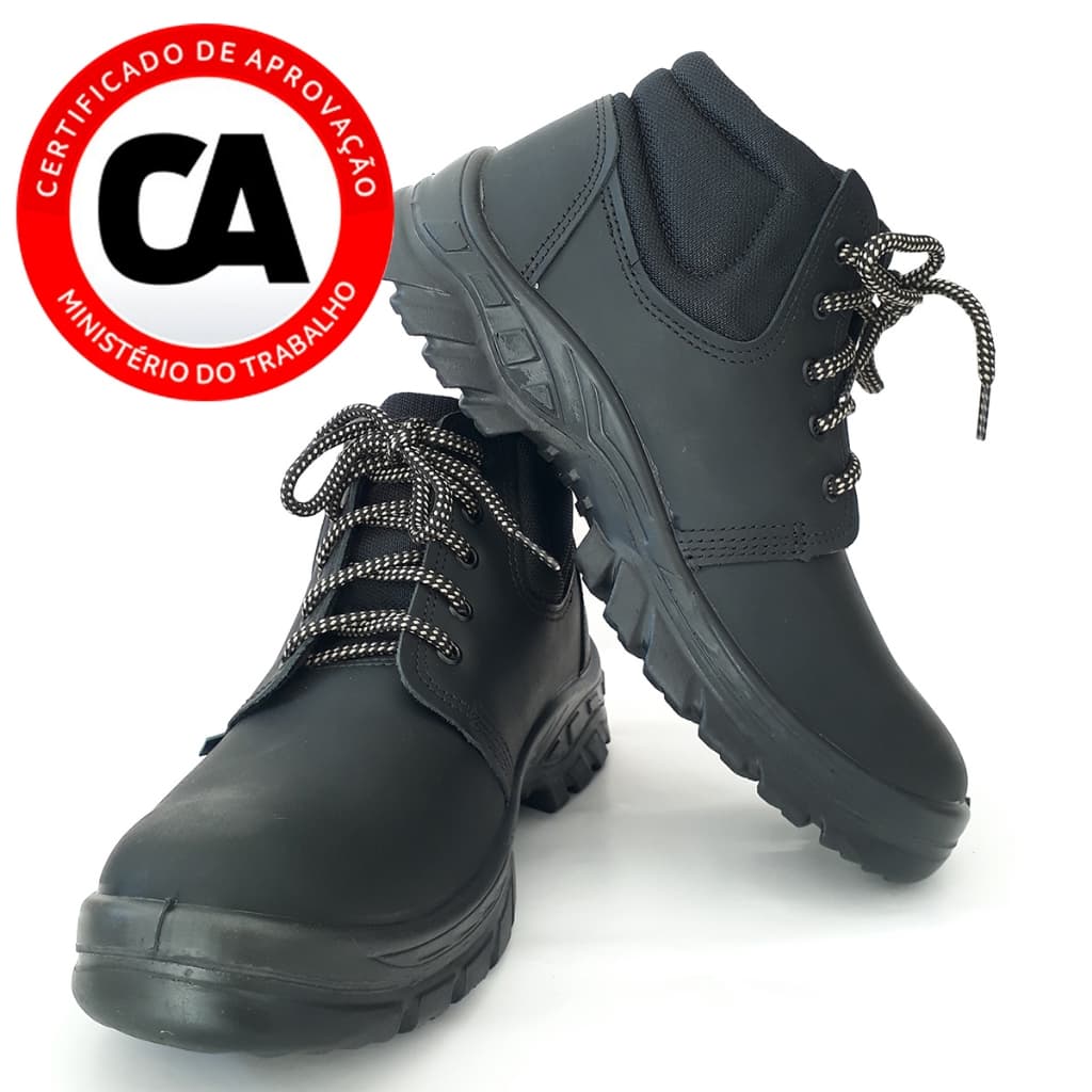 Bota Botina de Segurança Bico de PVC Preta Ecosafety