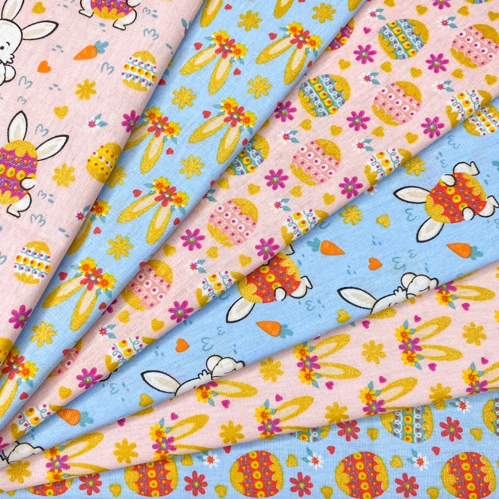 Kit com 3 e 4 Tecidos Tricoline Páscoa 50 cm x 1.50 metro - Patchwork / Artesanato 100% Algodão