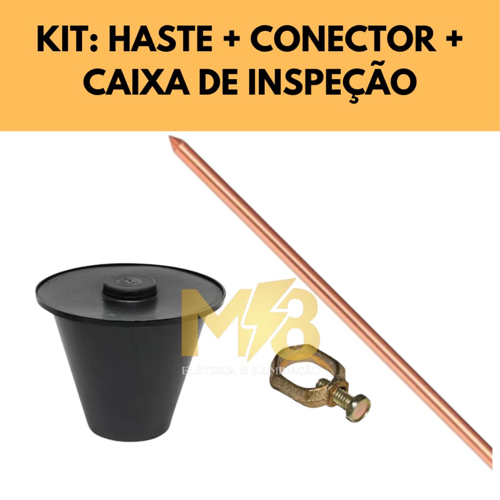 HASTE TERRA 10mm x1,2mt + CONECTOR E CAIXA DE  INSPEÇÃO CONICA