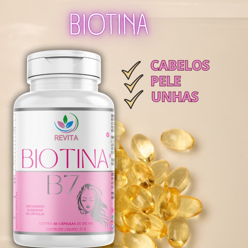 BIOTINA B7 PREMIUM CABELOS PELE UNHAS 60 CAPSULAS GELATINOSAS