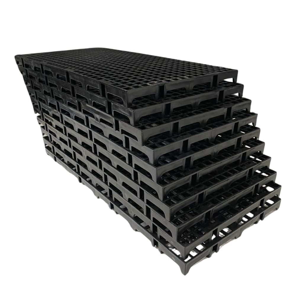 Kit 12 Peças Palete Estrado Piso Plástico Preto 2,5x25x50 Cm