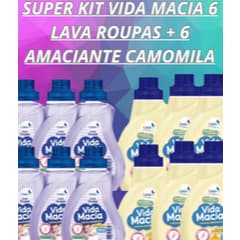 Kit Vida Macia 500ml Bebê 6 Lava Roupas Liquido + 6 Amaciante Camomila 500ml  (PROMOÇAO)