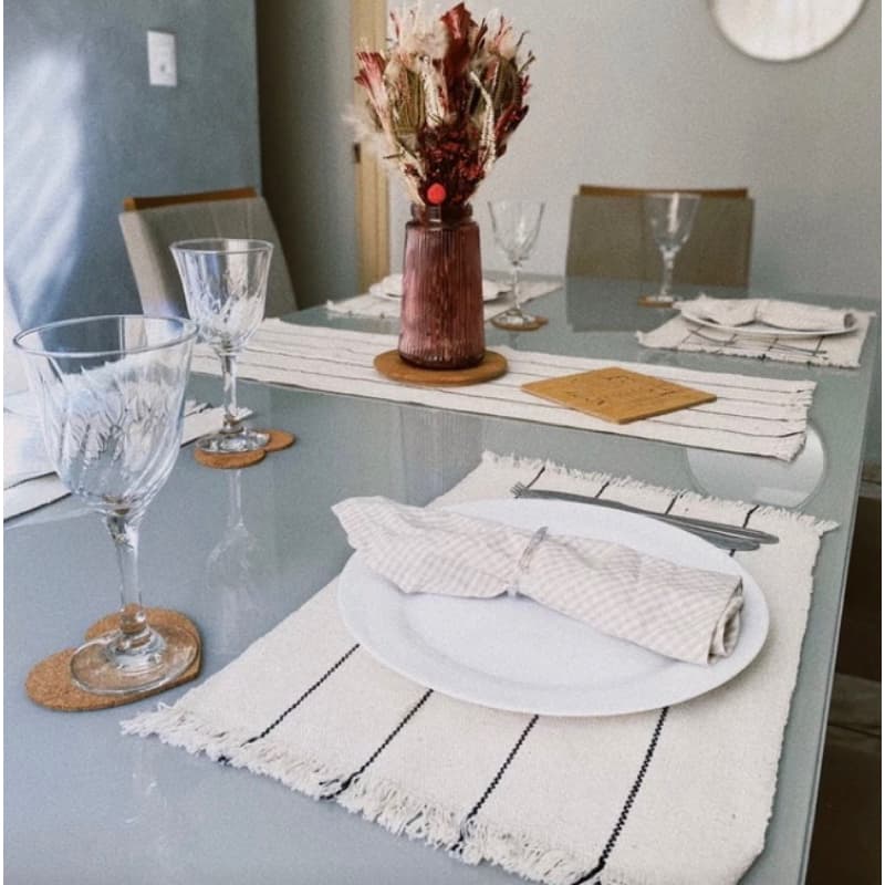 Jogo Americano 7 peças Feito em Tear Algodão Chic Decoração Imperdível Promoção