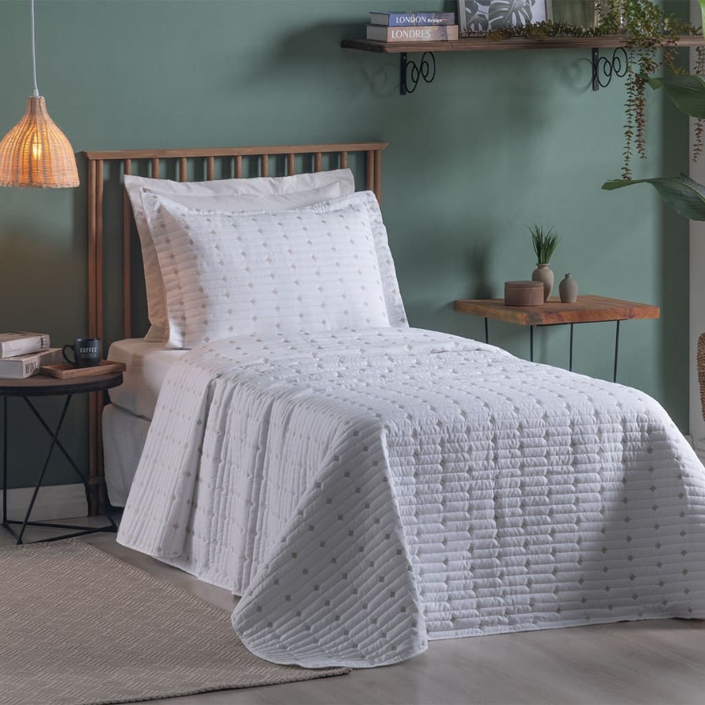 Cobre Leito 2 Peças SOLTEIRO Percal 200 Fios Decor Dupla Face