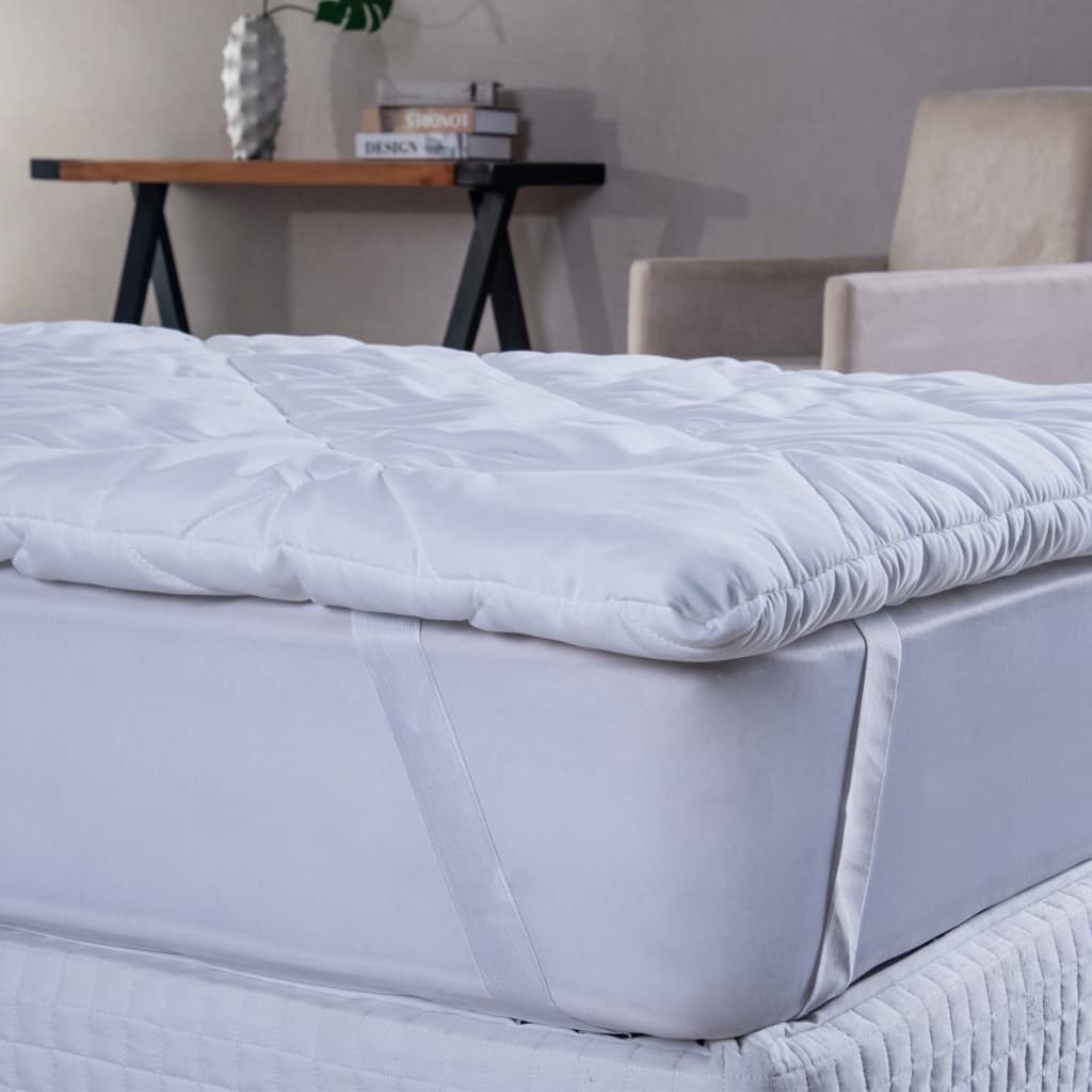 Pillow top solteiro protetor de colchão micropercal 400 fios branco