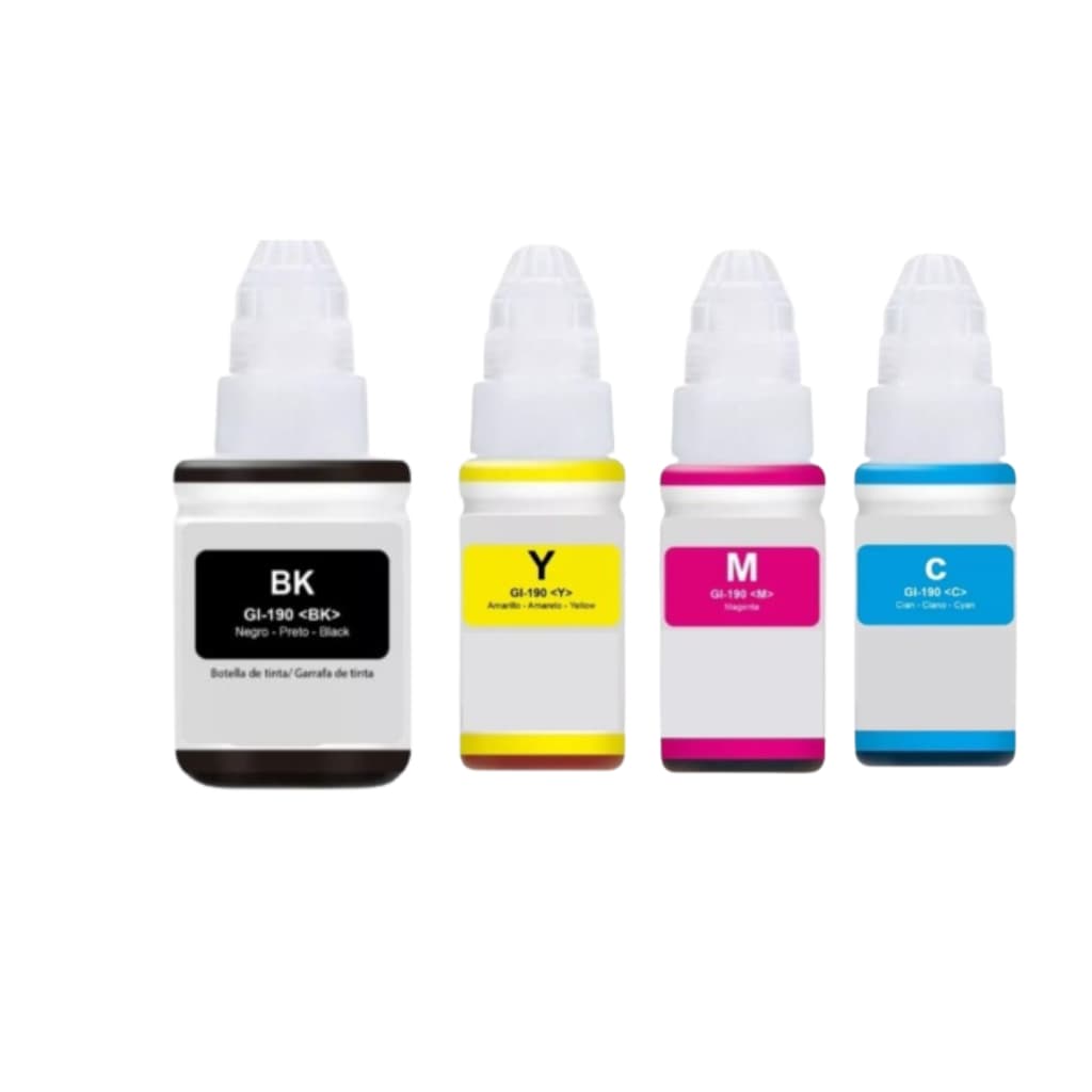 Kit 4 Tintas G190  p/  Canon Impressoras  G1100, G1110, G2100, G2110, G3100, G3102, G3110, G3111, G4100, G4110, G4111...