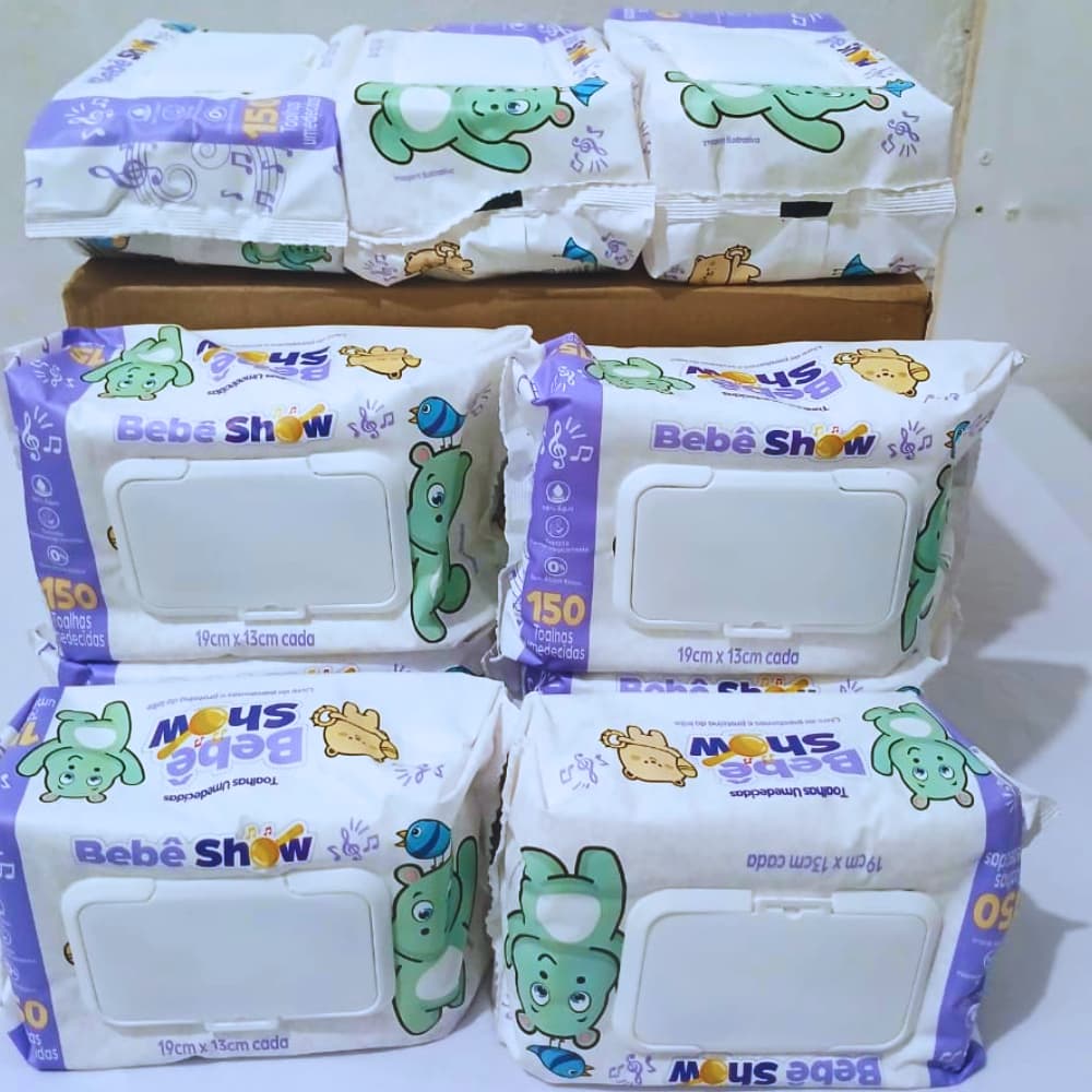 300 Unidades Lencinhos Bebe Toalha Umedecido Marca  - Bebê Show Barato Com Tampa