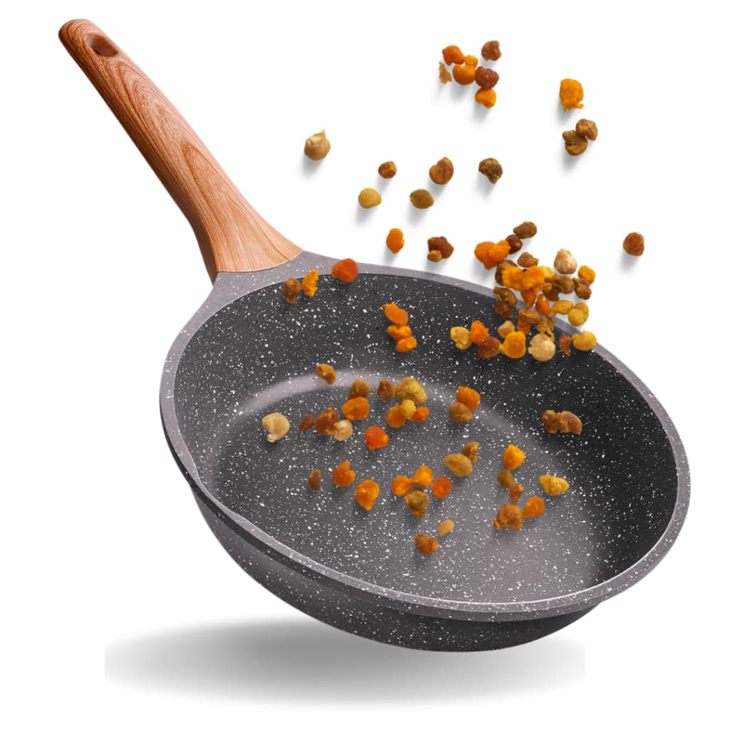 Frigideira Antiaderente Cerâmico Frita Sem Óleo 28cm Funda Cabo Madeira Não Gruda Fogão Indução/Gás