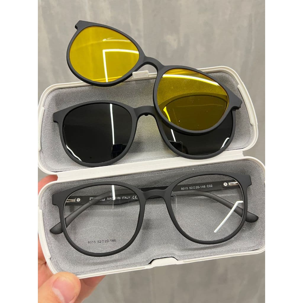 Armação Masculino Para Grau Com Lente Clipon Polarizado Redondo Colorido Dia E Night Para Digirir Com Carro