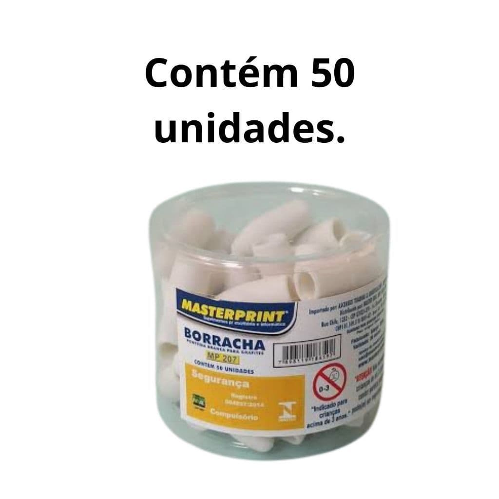 Borracha Branca para Ponteira de Lápis Escolar - 50 Unidades.MasterPrint Atacado