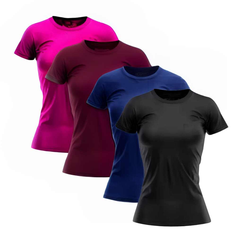 Kit 4 Camisetas Femininas Dry Fit Academia Corrida Treino Caminhada Poliéster Premium
