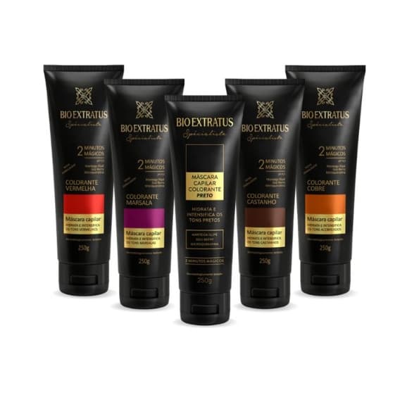Máscara Condicionante Colorante Bio Extratus Preta/Vermelha/Cobre/Castanho/Marsala - 250g