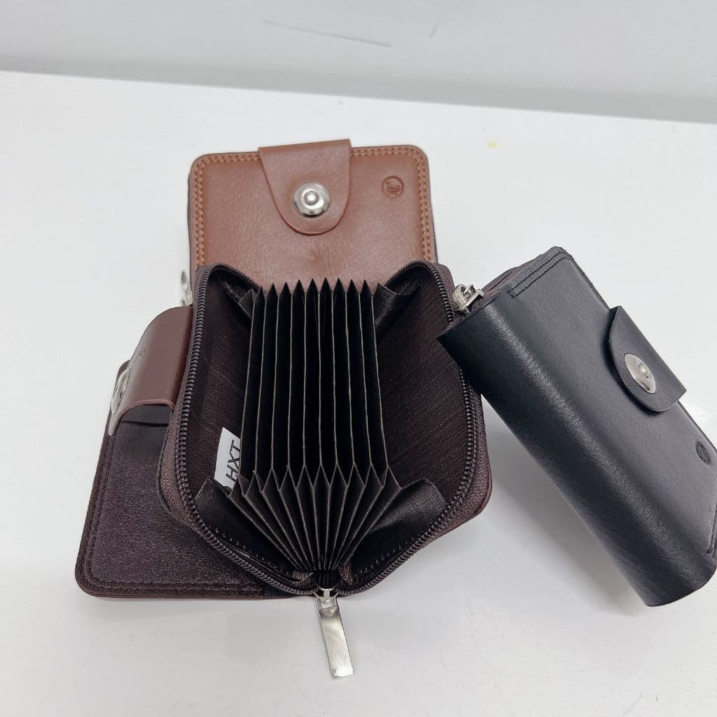 Porta Cartão Masculino Couro Sintético Com Zíper Porta Cartões 7341