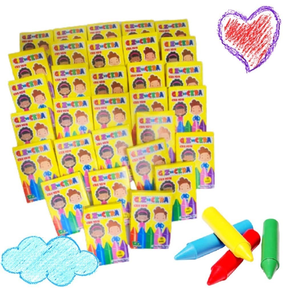 5 Cx Giz de Cera p/ Kit Festa Lembrancinha infantil Artesanato Pintura