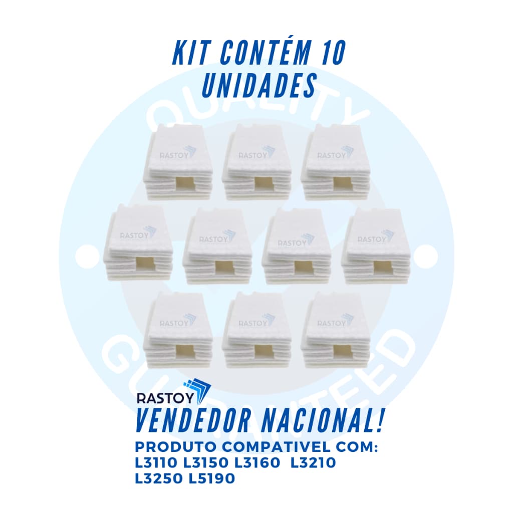 Kit 10 Feltro Almofada Esponja Absolvente para Epson L3100 L3110 L3115 L3150 L3250 L3160 L5190 L5290