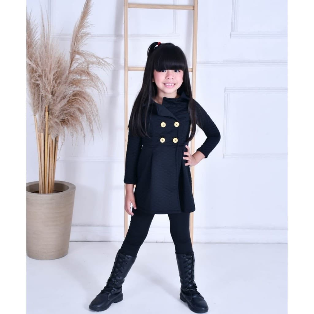 Casaco Jaqueta infantil Sobretudo 4 botão Manga Cumprida Infantil frio inverno