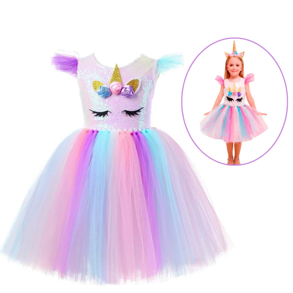 Vestido Fantasia Infantil Princesa Estilo Unicornio Carnaval Festas SEM TIARA