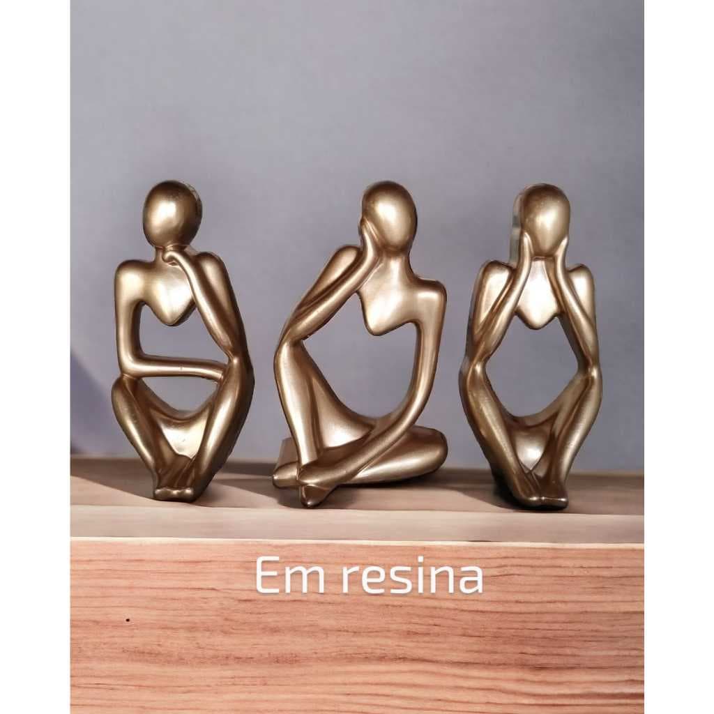 Trio de estátuas em resina pensador modelo nórdico